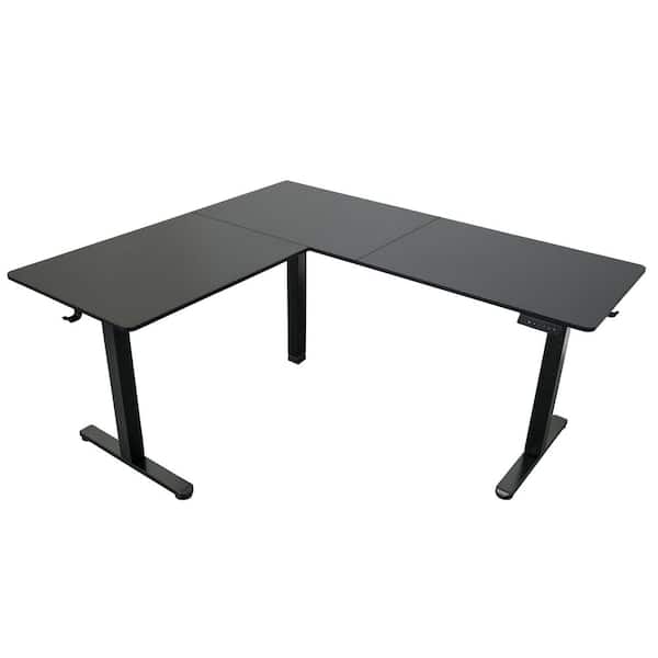 TECHNI MOBILI 63 in. Black L-Shaped Electric Standing Desk with 3
