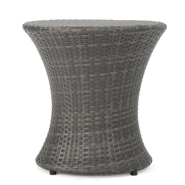 Timeless Style Grey Hourglass Wicker Outdoor Accent Table with Durable Build Design, Sofa Table, Coffee Table