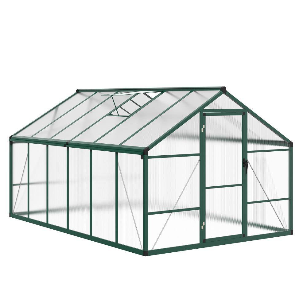 homfan Polycarbonate Greenhouse 8x12 FT Heavy Duty Aluminum Frame