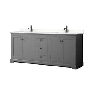 Avery 80 in. W x 22 in. D x 35 in. H Double Bath Vanity in Dark Gray with White Qt. Top