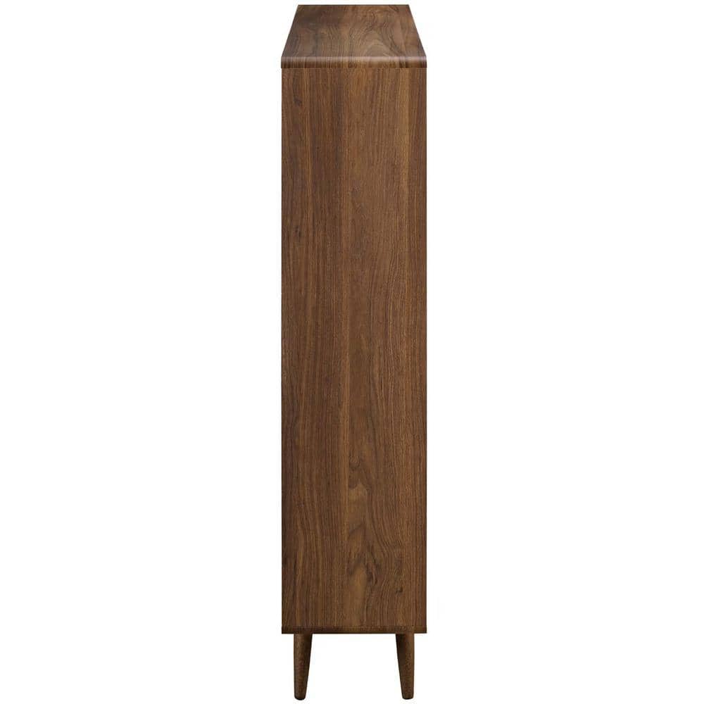 Walnut Grain Corner Bookshelf with Offset Cubes - 45"x52.5"