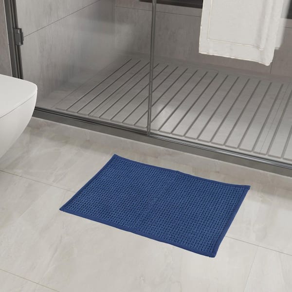 15.75 in. x 23.62 in. Chenille Bath Rug Mat, Non Slip, Soft and Highly Absorbent Microfiber Mats for Bathroom, Dark Blue