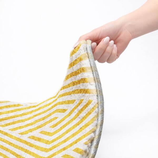 Dream Shag Premium Machine Washable Abstract ADS550 Yellow 9 ft. x 12 ft. Area Rug