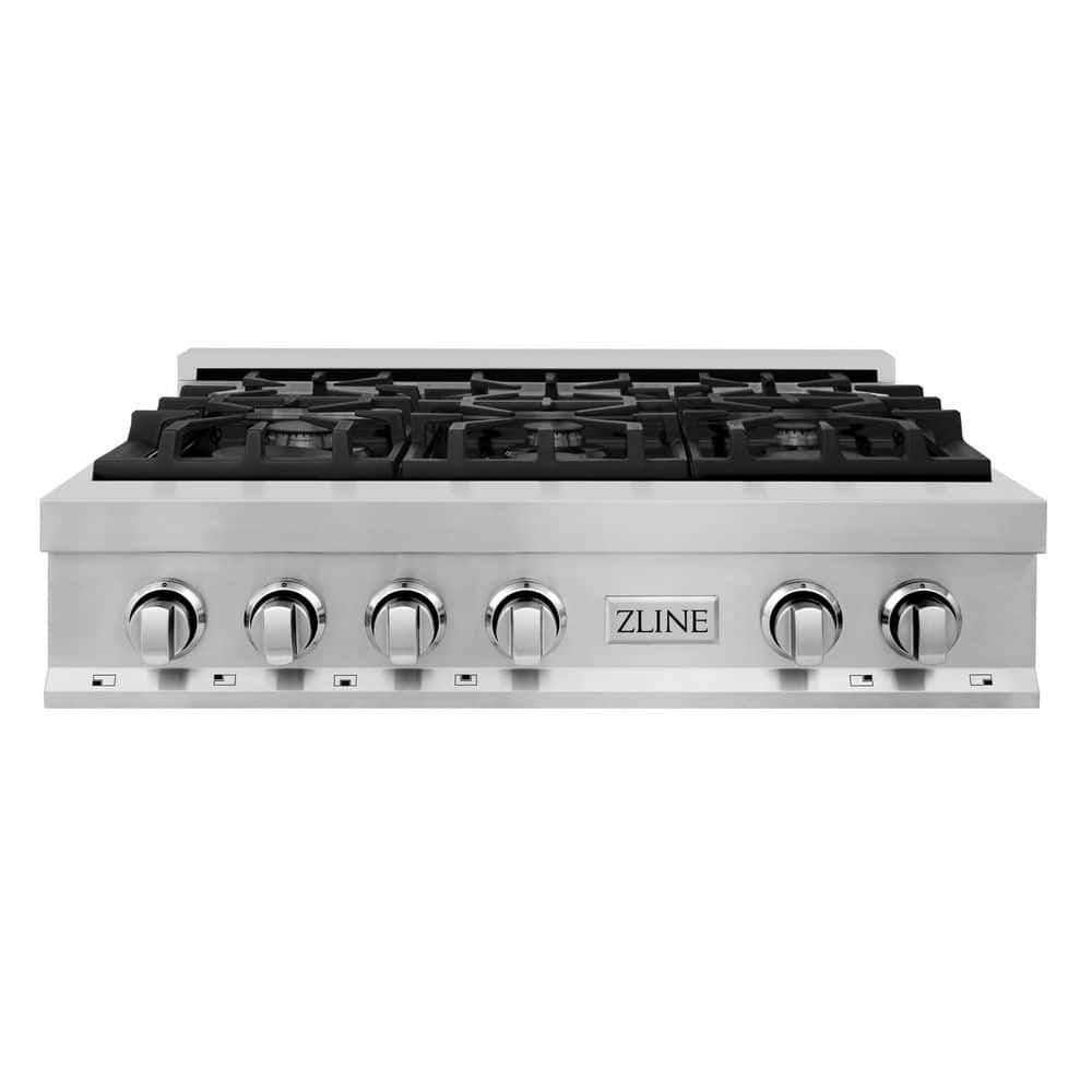 36 in. 6 Burner Front Control Gas Cooktop in Stainless Steel
