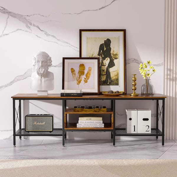 VECELO Industrial TV Stand Television Cabinet 3-Tier Console with