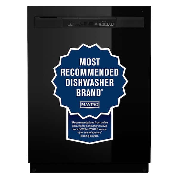 Maytag 24 in. Black Front Control Built-In Tall Tub Dishwasher with Stainless Steel Tub and Dual Power Filtration, 50 dBA