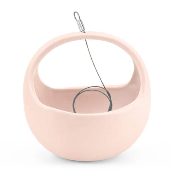 Arcadia Garden Products Basket 4-1/2 in. x 4-1/2 in. Coral Ceramic Hanging Planter
