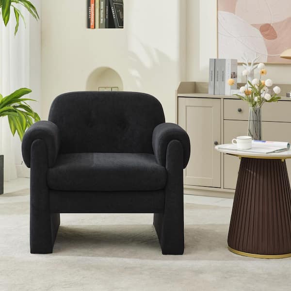 JEAREY Downy Fluffy Cloud Upholstered Accent Chair, Armchair for Bedroom Reception Area Reading Room Living Room in Black