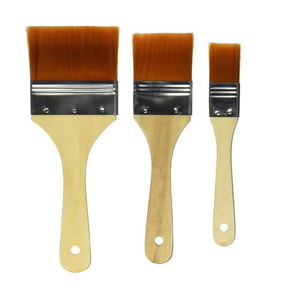 24Pcs Paint Brushes Pro Artist Kit Flat Edge Nylon Brush for