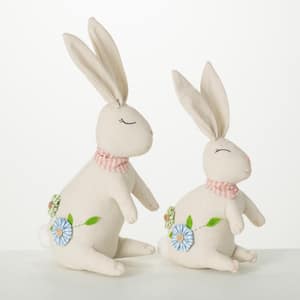 8.5 in. and 10.5 in. Resting White Bunny Characters (Set of 2)