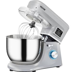 Stand Mixer 660W Electric Dough Mixer with 6 Speeds LCD Screen Timing Food Mixer with 7.4 Qt. Stainless Steel Bowl, Gray