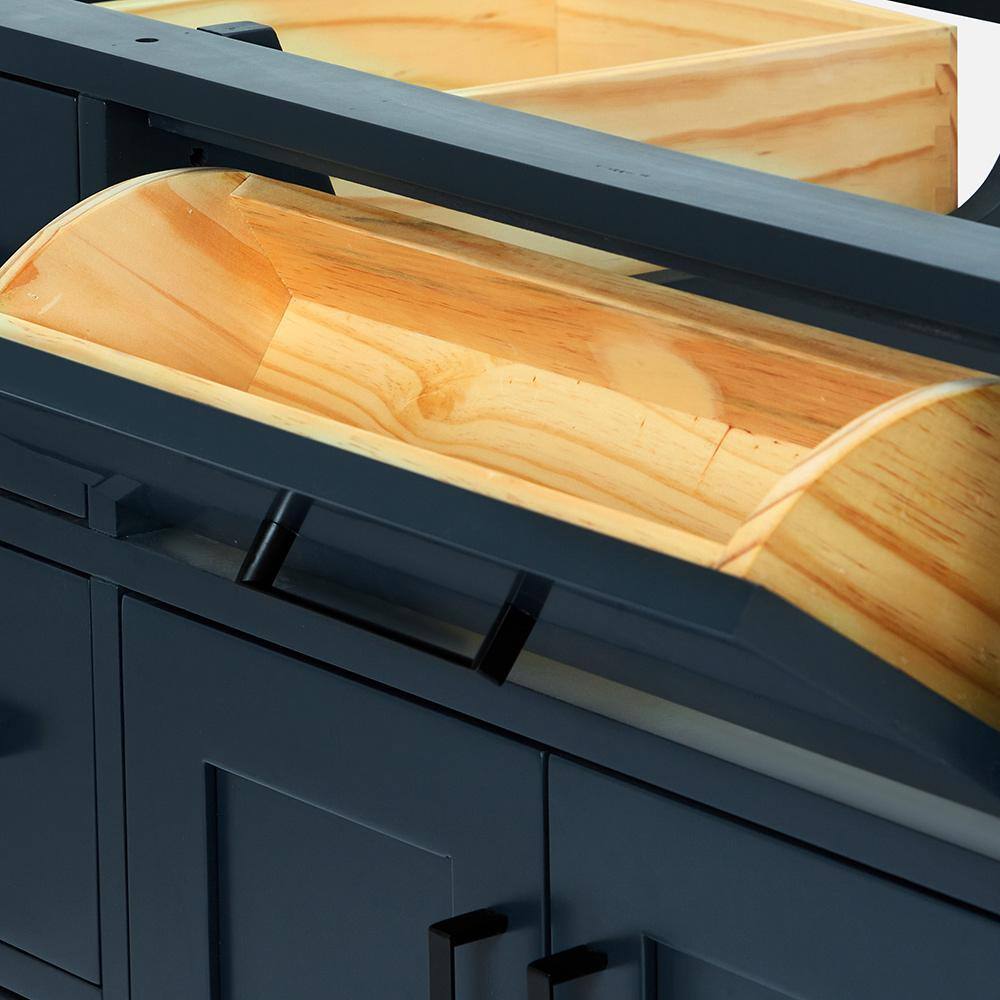 Midnight Blue Hardwood Freestanding Vanity Cabinet, 36"