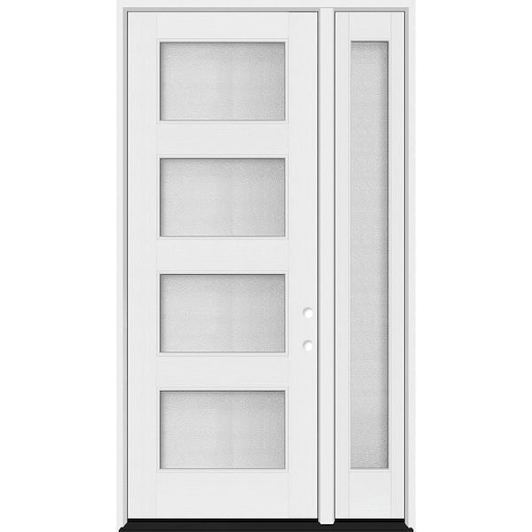 Palisade 53 in. x 96 in. 4L MicroGranite Impact Glass LHIS Unfinished Fiberglass Prehung Front Door w/14in.SL 6-9/16Jamb