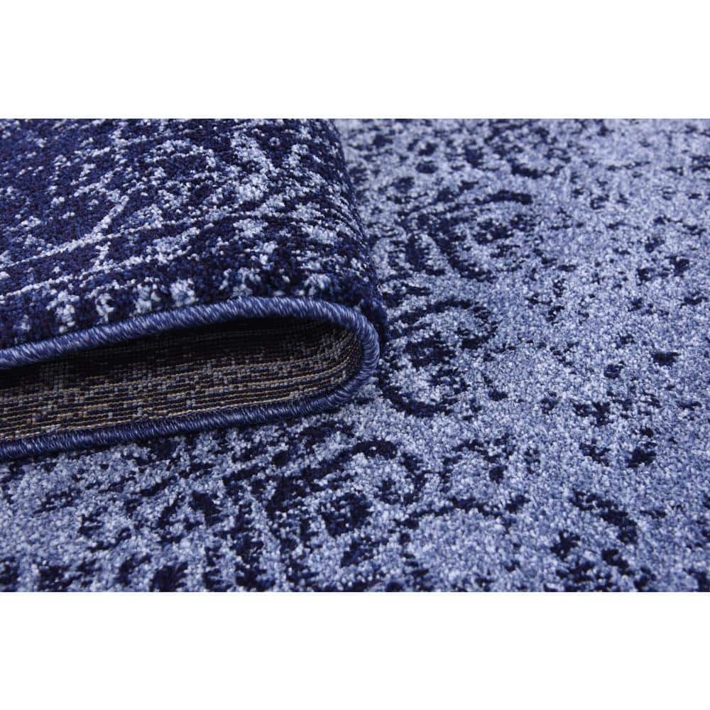 Modern Indigo Square Synthetic Tufted Rug - Easy Care & Stain-Resistant