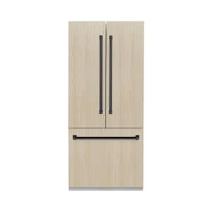 Autograph Edition 36 in. 3-Door Panel Ready French Door Refrigerator w/ Ice and Water Dispenser and Matte Black Handle
