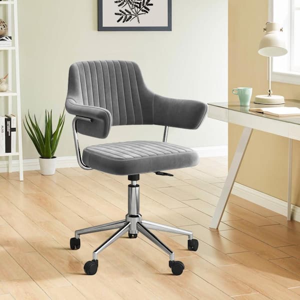 Yangming Gray Basics Classic Adjustable Swivel Office Desk Chair with Casters and Twill Fabric