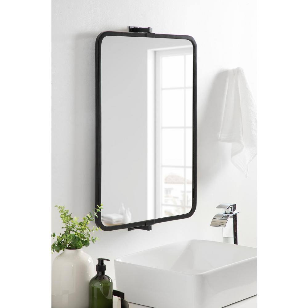 Elijah 33.5'' Black Iron Rectangular Pivot Wall Mirror