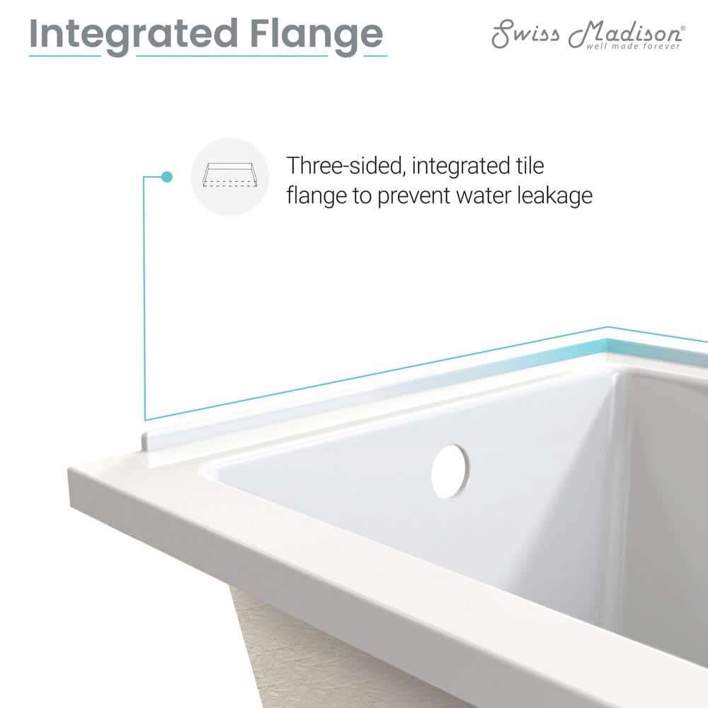 Voltaire 60" x 32" White Acrylic Alcove Bathtub with Jets