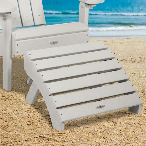 Highwood Bahia Verde Cove Gray Recycled Plastic Folding Adirondack Outdoor Ottoman 1-Pack