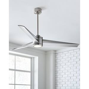 Armstrong 60 in. LED Indoor/Outdoor Brushed Steel Ceiling Fan with Silver Blades with Light Kit and Remote Control