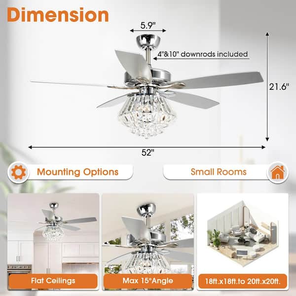 Parrot Uncle Zuniga 52 in. Indoor Chrome Downrod Mount Crystal