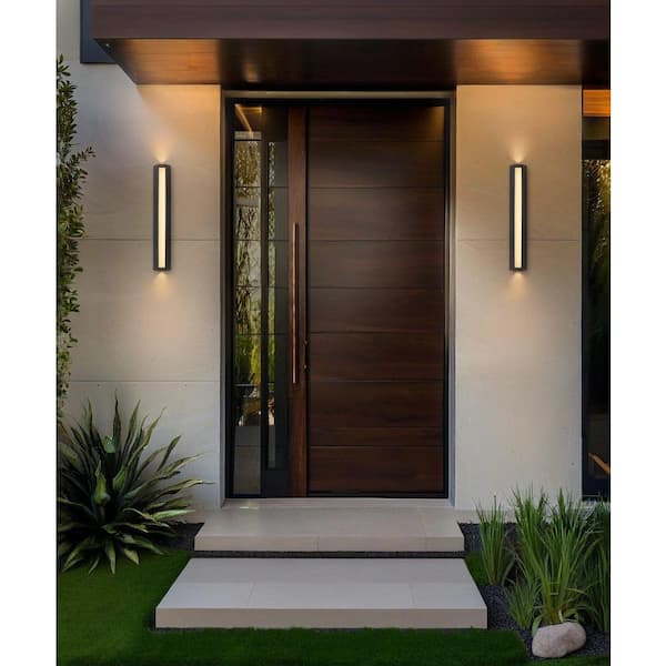 23.6 in. Black Modern Integrated LED Outdoor wall Sconce, Dimmable, Hardwired, 22W