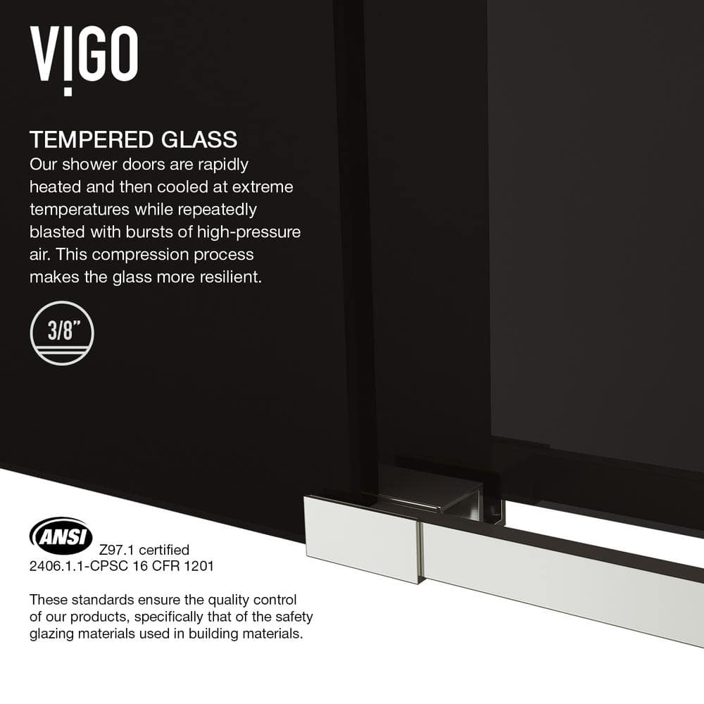 Elan 56-60" Frameless Sliding Shower Door with Black Tinted Glass