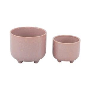 6 in. and 4.75 in. Mauve Sunmoon Footed Ceramic Planter, (Set of 2)