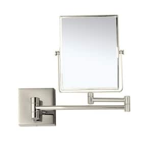 Glimmer 6.3 in. x 8.5 in. Wall Mounted LED 3x Rectangle Makeup Mirror in Satin Nickel Finish