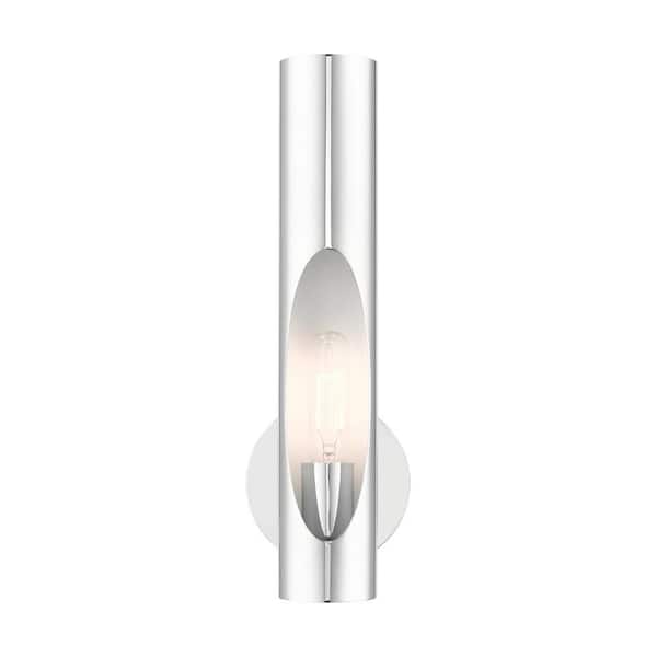 Livex Lighting Novato 5.125 in. Polished Chrome Sconce with Shiny White Accents