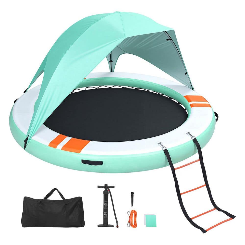 10ft Inflatable Raft SKYSHALO Inflatable Round Floating Dock, 10 FT. Platform with Non-Slip ...