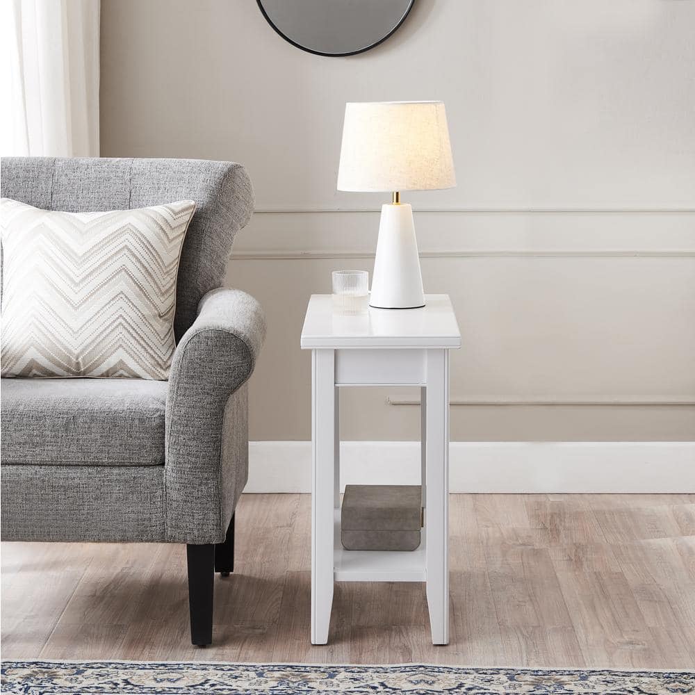 Laurent 12 in. Chocolate Cherry Rectangle Solid Wood Narrow End Table with Shelf - thumbnail 7