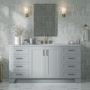 Taylor 67 in. W x 22 in. D x 35.25 in. H Single Sink Freestanding Bath Vanity in Grey with Carrara White Marble Top