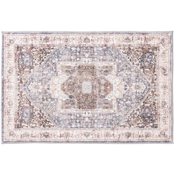 Home Decorators Collection Silky Medallion Gray Doormat 2 ft. x 3 ft. Indoor Area Rug