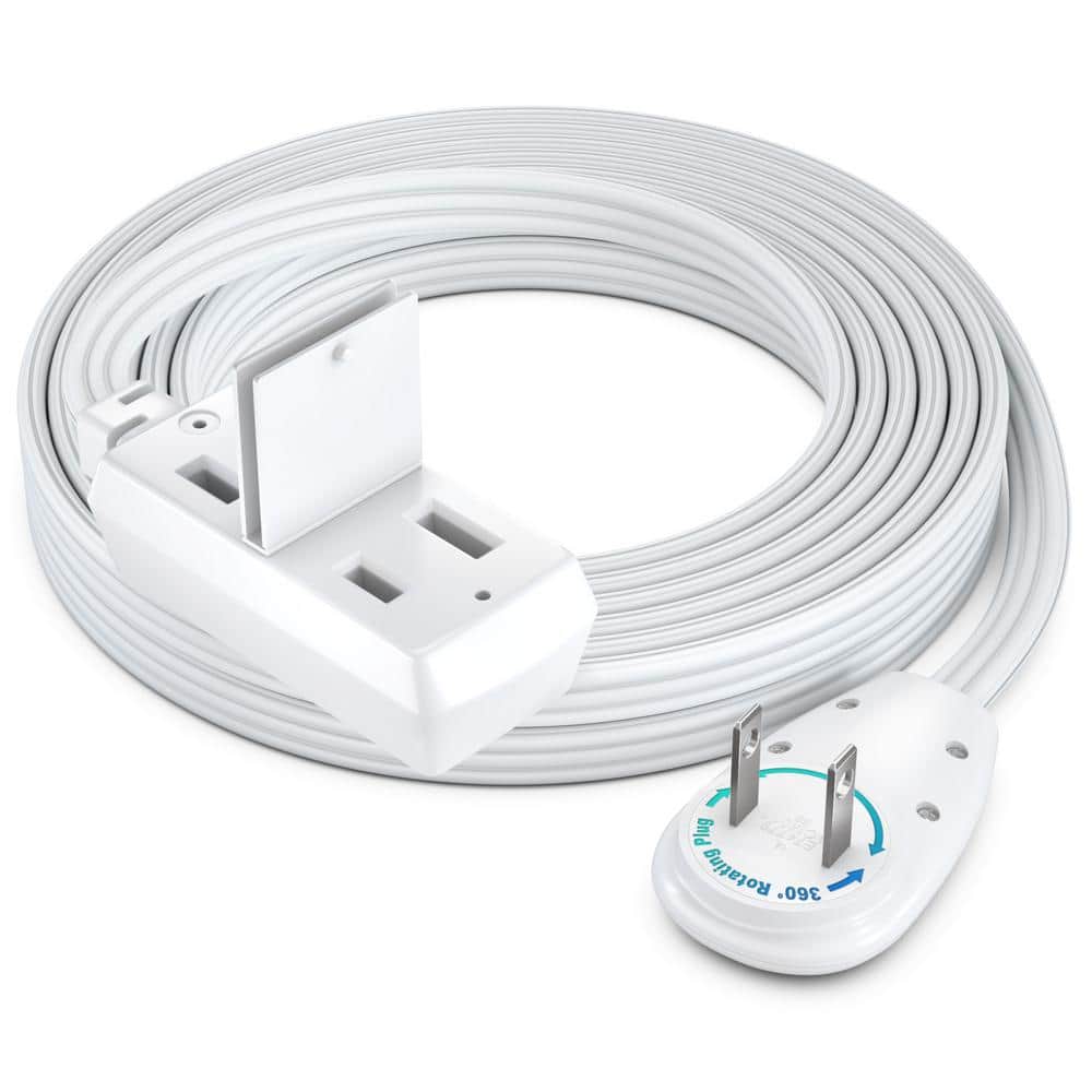 12 ft. 16/2 Light Duty Indoor Extension Cord 360° Rotating Flat Plug 2-Prong Flat Wire with Cover, White price history on PriceWatchPro