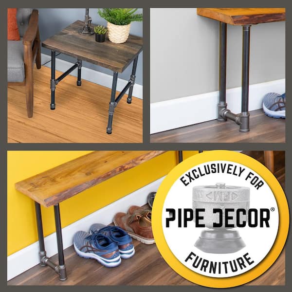 Bar Pipe Stool with foot rail – Aluminium Flanges-Pipe Furniture