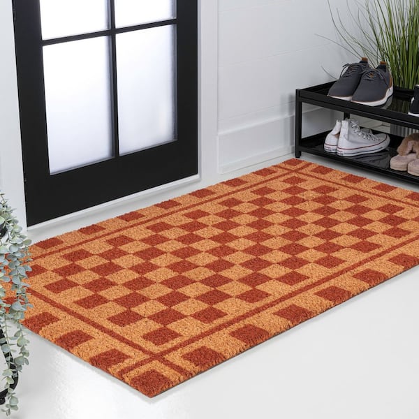 Peater Classic Casual Commerical Natural Coir Natural/Red 3 ft. x 4 ft. Indoor/Outdoor Area Rug