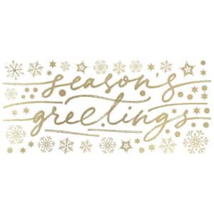 Gold Season's Greetings Wall Decals With Metallic Ink