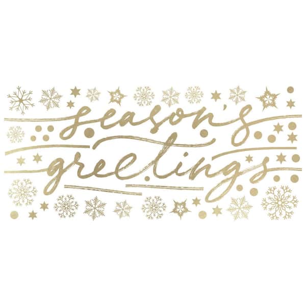 RoomMates Gold Season's Greetings Wall Decals With Metallic Ink