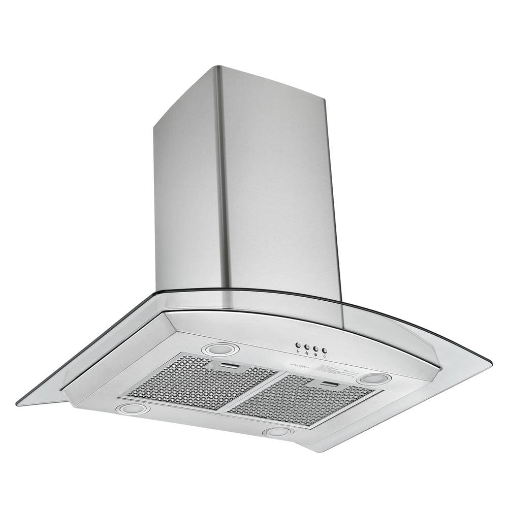 Ancona IGCC630 30 in. 620 CFM Convertible Island Glass Canopy Range Hood with LED Lights in Stainless Steel, Silver -  AN-1404