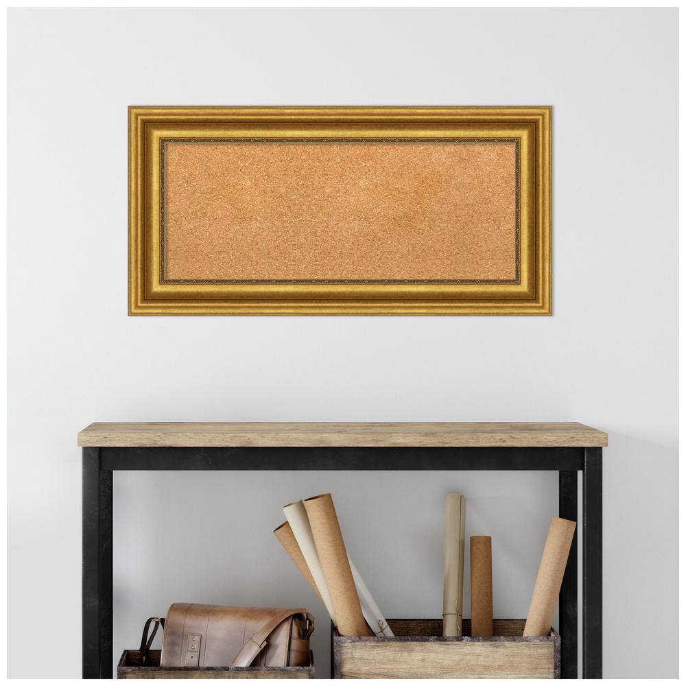 Parlor Gold Framed Natural Cork Bulletin Board 36x18