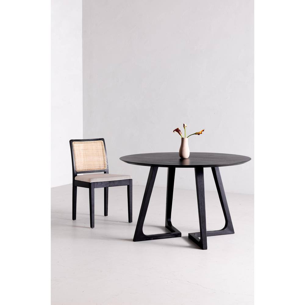 Black and Natural Elm Wood and Cane Side Chair Set