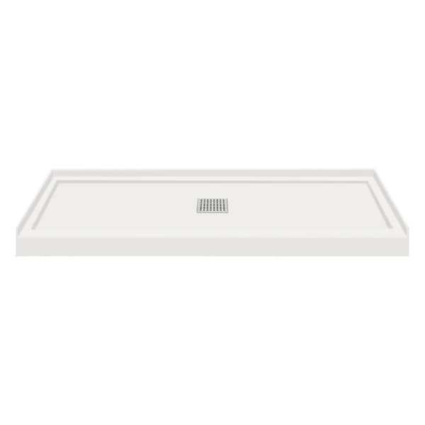 Transolid 34 in. W x 60 in. L Single Threshold Alcove Shower Pan Base with Center Drain in Grey