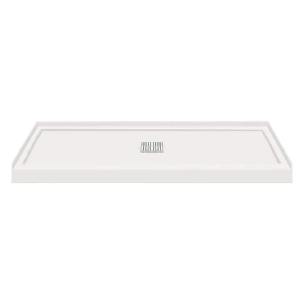 Transolid Linear 36 in. L x 60 in. W Alcove Shower Pan Base with Center Drain in Grey