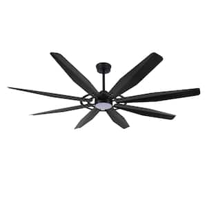 72 in. 8 Blades Black Indoor LED Ceiling Fan with Remote control