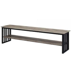 70.08 in. Brown and Black Wood TV Stand Fits TVs up to 75 in. with Metal Base
