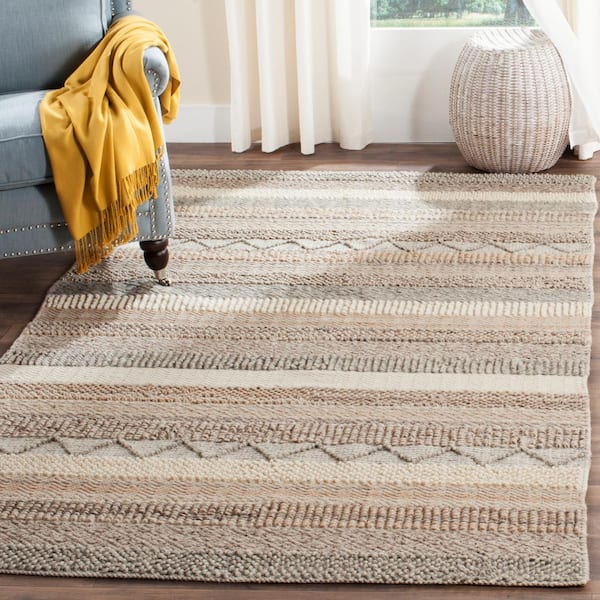 Natura Beige 8 ft. x 8 ft. Square Gradient Striped Area Rug