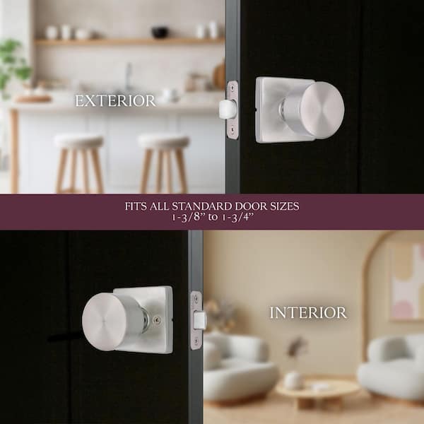 Ridgeway Satin Nickel Passage Hall/Closet Door Knob with Square Rose