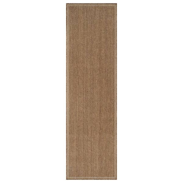 Border Sand/Natural Easy-Care Jute-Style Indoor/Outdoor Flat Woven 2 ft. 3 in. x 6 ft. Sand Area Rug