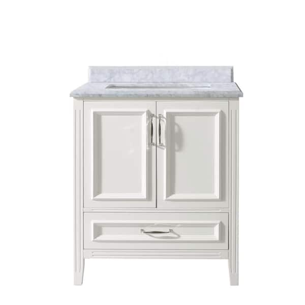 Belvedere Grey 30-inch Bathroom Vanity with Marble Top - Bed Bath